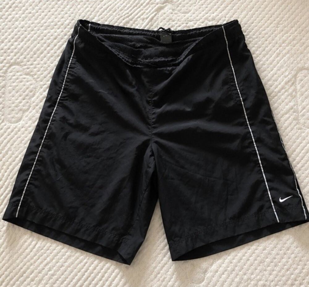 Nike Swim Trunks men’s XL Black Mesh Lined Athletic Board Shorts Swoosh Logo